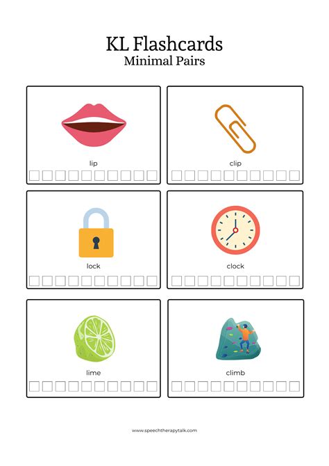 Kl Minimal Pairs Flashcards Speech Therapy Talk Membership