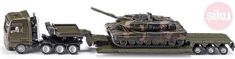 SIKU Army těžký transportér set vojenský tahač s přívěsem + tank 1:87