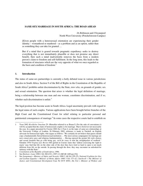 PDF Same Sex Marriage In South Africa The Road Ahead