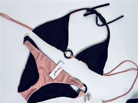 Dreamgirl Sexy Halter Ring Top Fully Reversible Pink Brown Bikini M L EBay