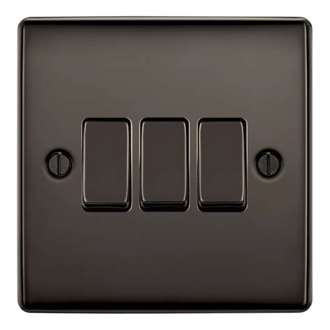 British General 10a 2 Way Triple Black Nickel Light Switch