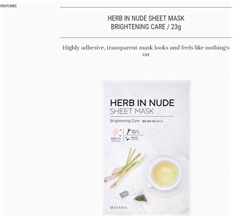 Missha Herb In Nude Sheet Mask Brightening Care G Buy Best Price Global Shipping
