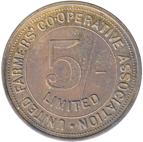 Token United Farmers Co Operative Association 5 Check Piece