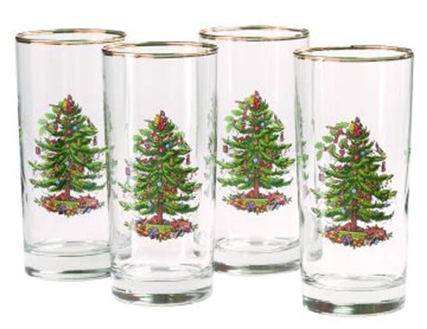 Spode Christmas Tree Set Of Four Highball Glasses Distinctive Decor