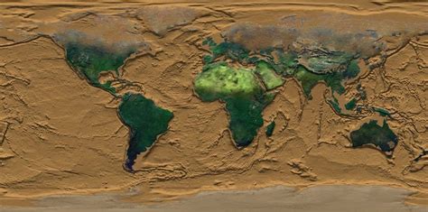 Map of the Earth without water. : pics