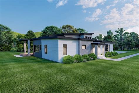 Modern One Story Home Plan With Flex Rooms And Outdoor Spaces