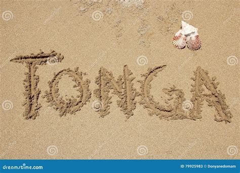 Word Tonga Written In A Sand Stock Image Image Of Sunshine Exotic