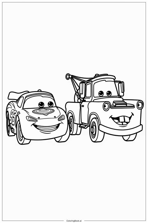 Lightning Mcqueen With Mater In Radiator Springs Coloring Page Free