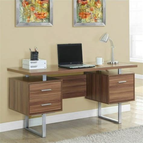 Monarch Computer Desk 60l Dark Taupe Silver Metal