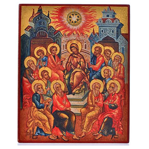 Russian Painted Icon Pentecost 14x11cm Online Sales On