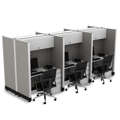 Office Hoteling 67 High Unpowered Tall Cubicles 67h 6pack Cluster