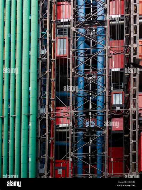 Rear View Showing Exposed Service Pipes Centre Pompidou Paris In 2023