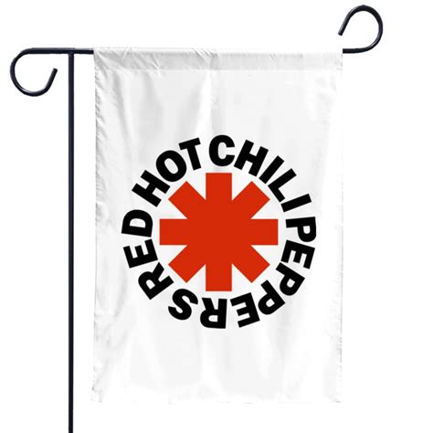 Red Hot Chili Peppers Garden Flags Red Asterisk Logo White Unisex Sold By MohameGamal