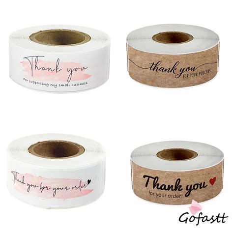 Jual Stiker Thank You 1 Roll Kertas Kraft Berbentuk Persegi Panjang G