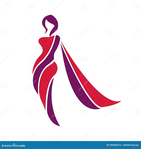 Saree Logo With Women Figure Modern Design Template Vector Illustration
