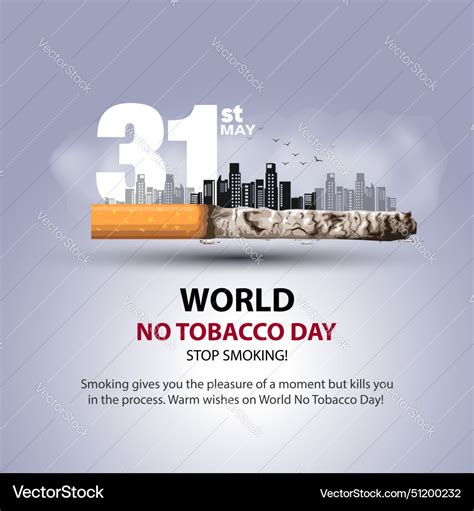 World No Tobacco Day Poster Consumed Cigarettes Vector Image