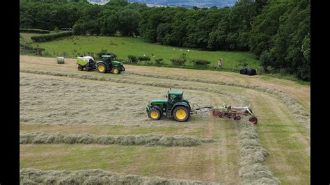 Rowing Up And Baling With John Deere Tractors Part One Youtube