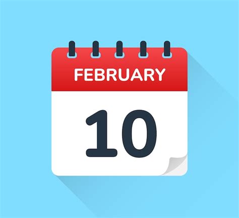 Premium Vector | February 10 date on flat design vector calendar.