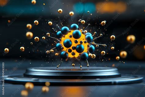 Energy Illustration Nuclear, Atoms, and Power shown in a detailed close ...