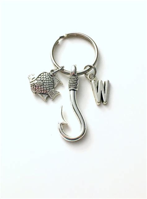 Fishing Keychain Fish Hook Key Chain Grandfather Keyring Etsy Canada