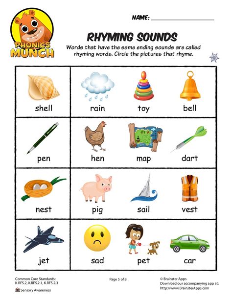 Rhyming Sounds Worksheet