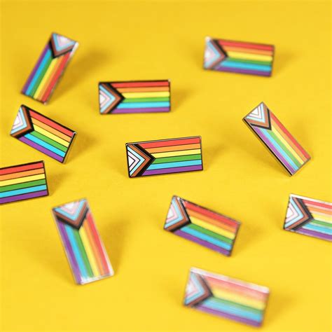 Progress Pride Flag Pin Enamel Badge Rainbow Inclusive Gay LGBT Equality Diversity Lesbian