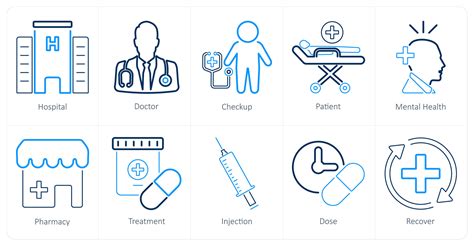 A Set Of Health Checkup Icons As Hospital Doctor Checkup