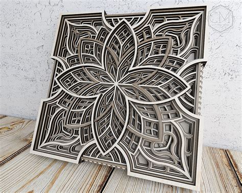 Laser Cut Mandala Dxf Geometric Mandala Design Layered Laser Etsy