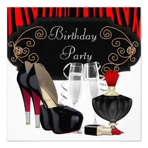 Red Zebra High Heel Shoes Birthday Party Invitation Zazzle Birthday