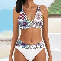 Dames Zwemkleding Bikini Stuks Zwempak Bloem Open Achte