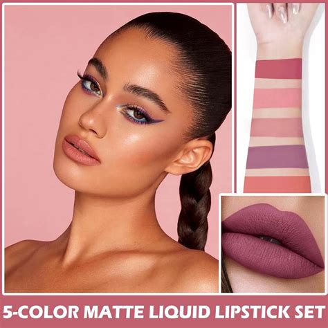 Nvleptap Juego De L Pices Labiales L Quidos Mate Nude De Terciopelo Nude Brillo Labial Tinte