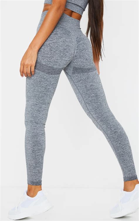 Plt Grey Sport Ruched Bum Seamless Legging Prettylittlething