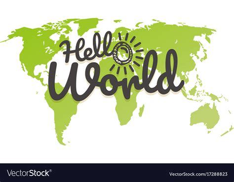 Hello World Map With The Logo Royalty Free Vector Image