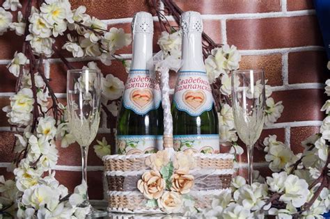 Корзинка для свадебного или праздничного шампанского ручной работы ...