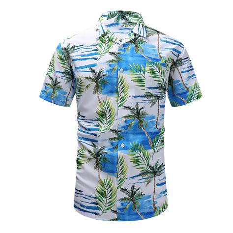 Waenqinla Hawaiian Shirt For Men Summer Tropical Palm Tree Print Beach