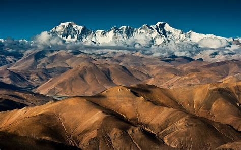 Barren Hills To Majestic Mountains Himalayan Peaks In Tibet Near Mount