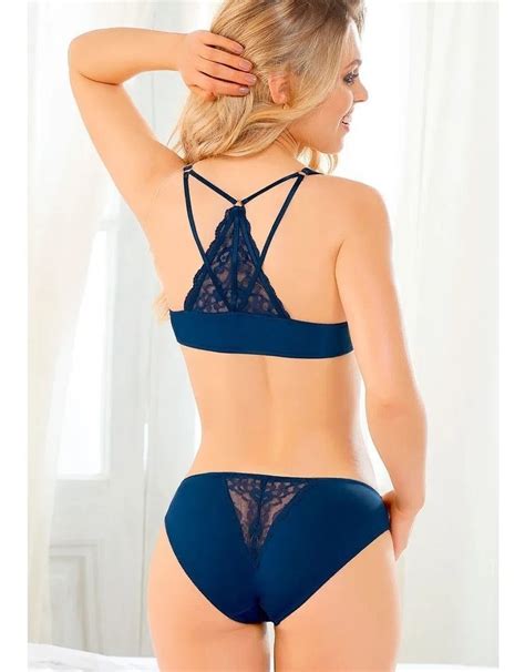 Bra Bikini Vicky Form Lenceria Sexy Azul Marino Encaje Env O Gratis