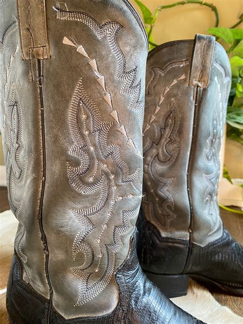 Men's Dan Post Exotics Western Boots Black & Gray Sniptoe Size 9 - Etsy