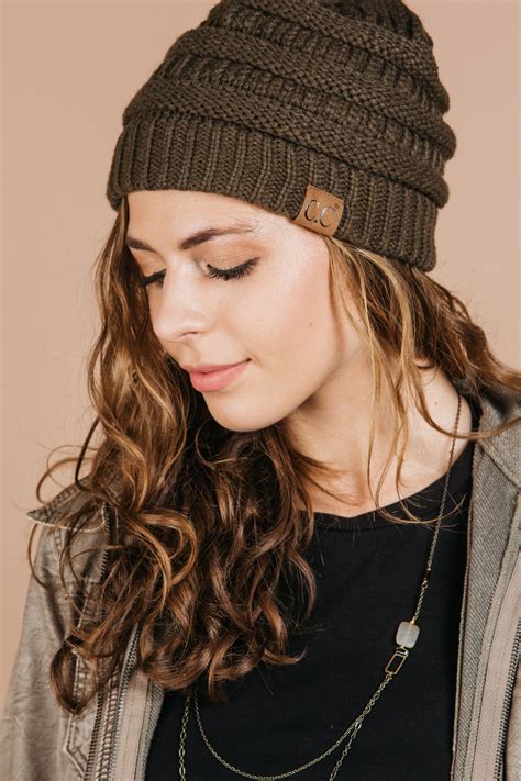 C C Fall Beanie Warm Knit Beanie In All Your Favorite Colors Olive