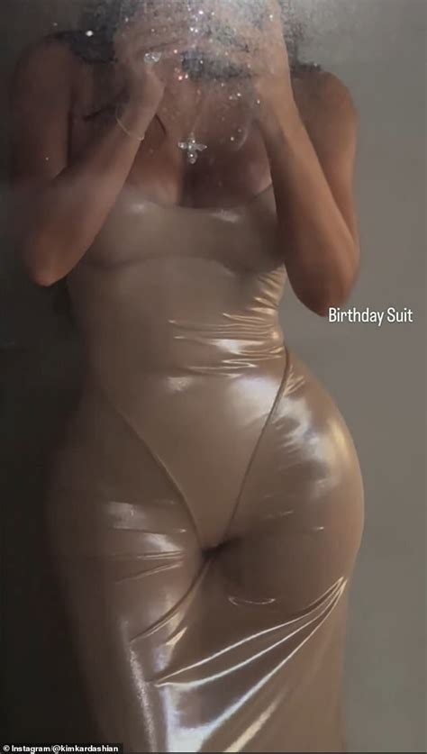 Braless Kim Kardashian Stuns In Nude Birthday Dress Suit As She Turns 44 Daily Mail Online