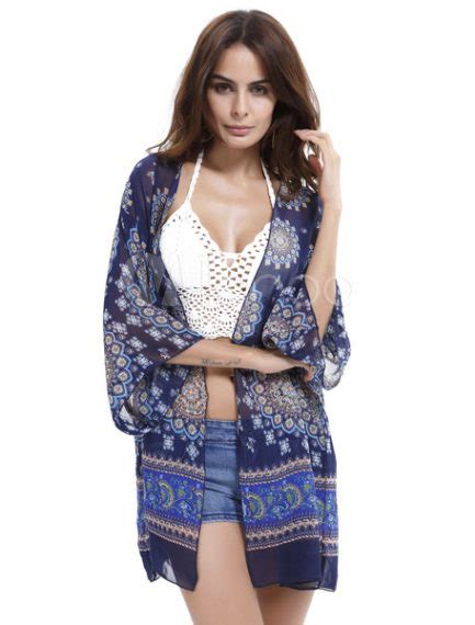 Chiffon Printed Kimono Women S Open Front Bikini Cover Up Power Day Sale