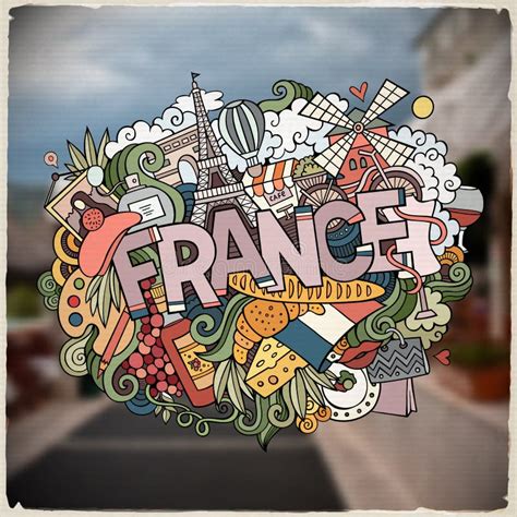 France Hand Drawn Cartoon Doodles Illustration Funny Travel Design