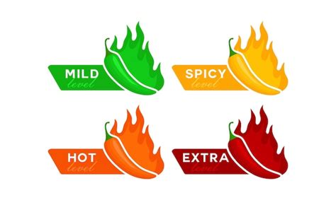 Premium Vector Spicy Chili Pepper Hot Fire Flame Icons Extra Hot Spciy Mild Spiciness Level