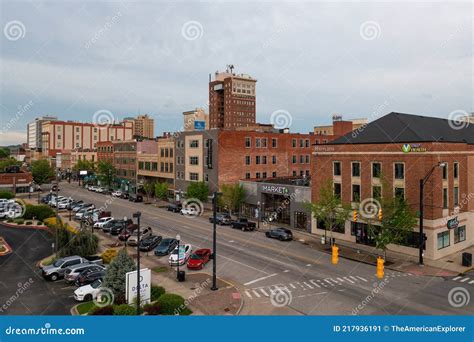 Aerial Of Downtown Huntington West Virginia Stormy Skies Stock Image