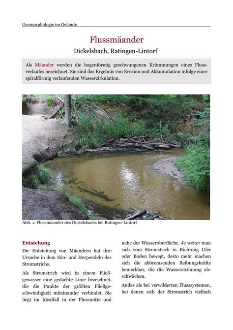 Pdf Flussm Ander Geologie Digital Deander Pdf Geomorphologie Im