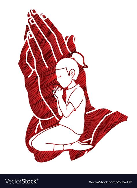 A child praying to god little girl prayer Vector Image