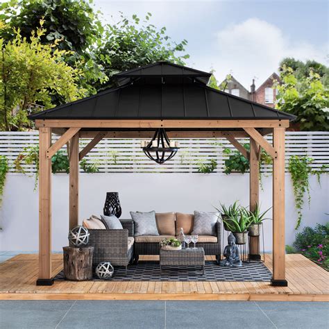 Sunjoy X Hardtop Black Straight Gazebos Walmart