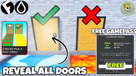 50/50 Pick A Door Obby Free Gamepass Script | Reveal All Doors ...