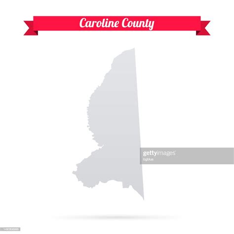 Caroline County Maryland Map On White Background With Red Banner High