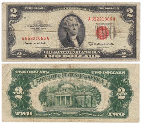 Банкнота США 2 доллара 1953 стоимостью 3900 руб.
